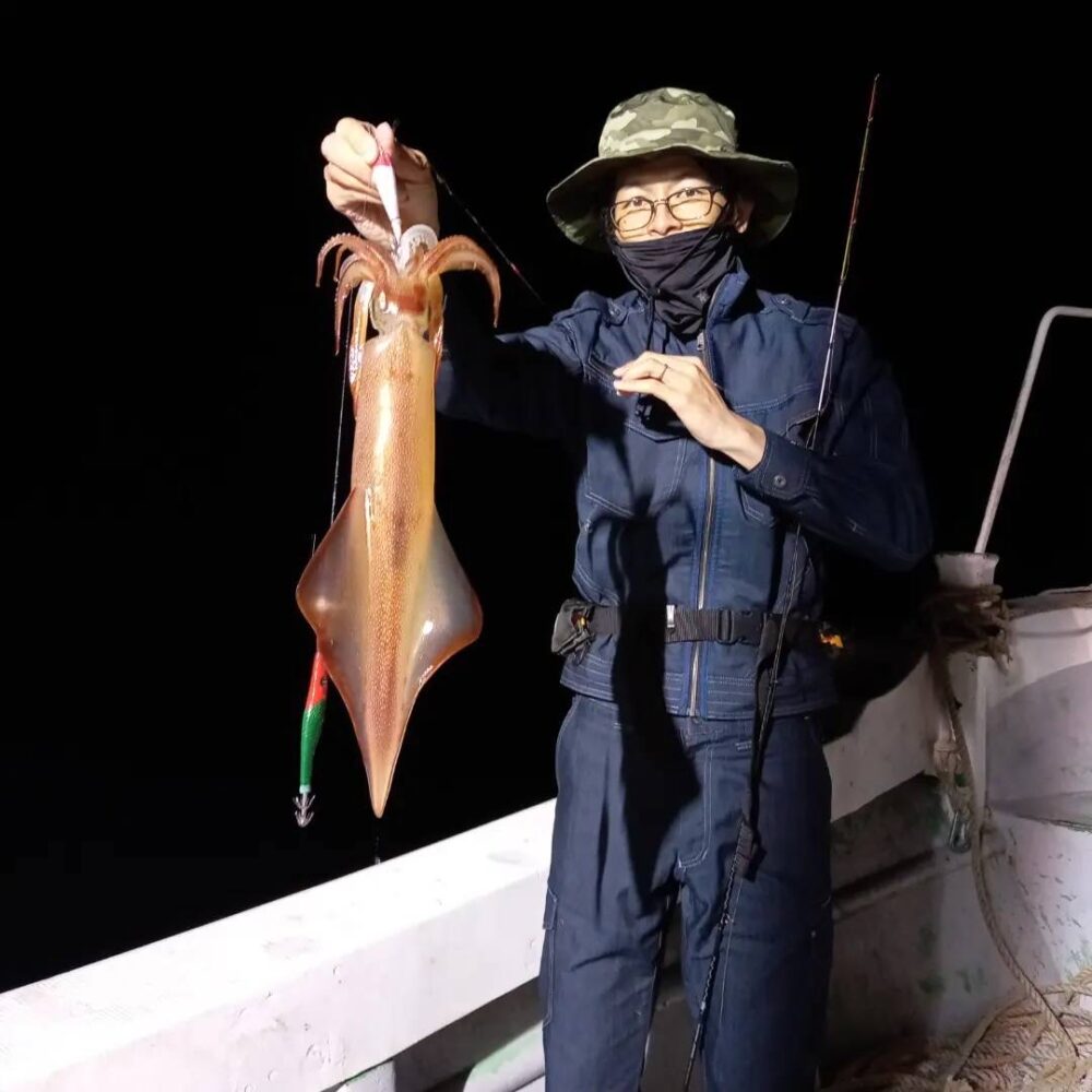 壱岐の船釣りで釣れたケンサキイカ