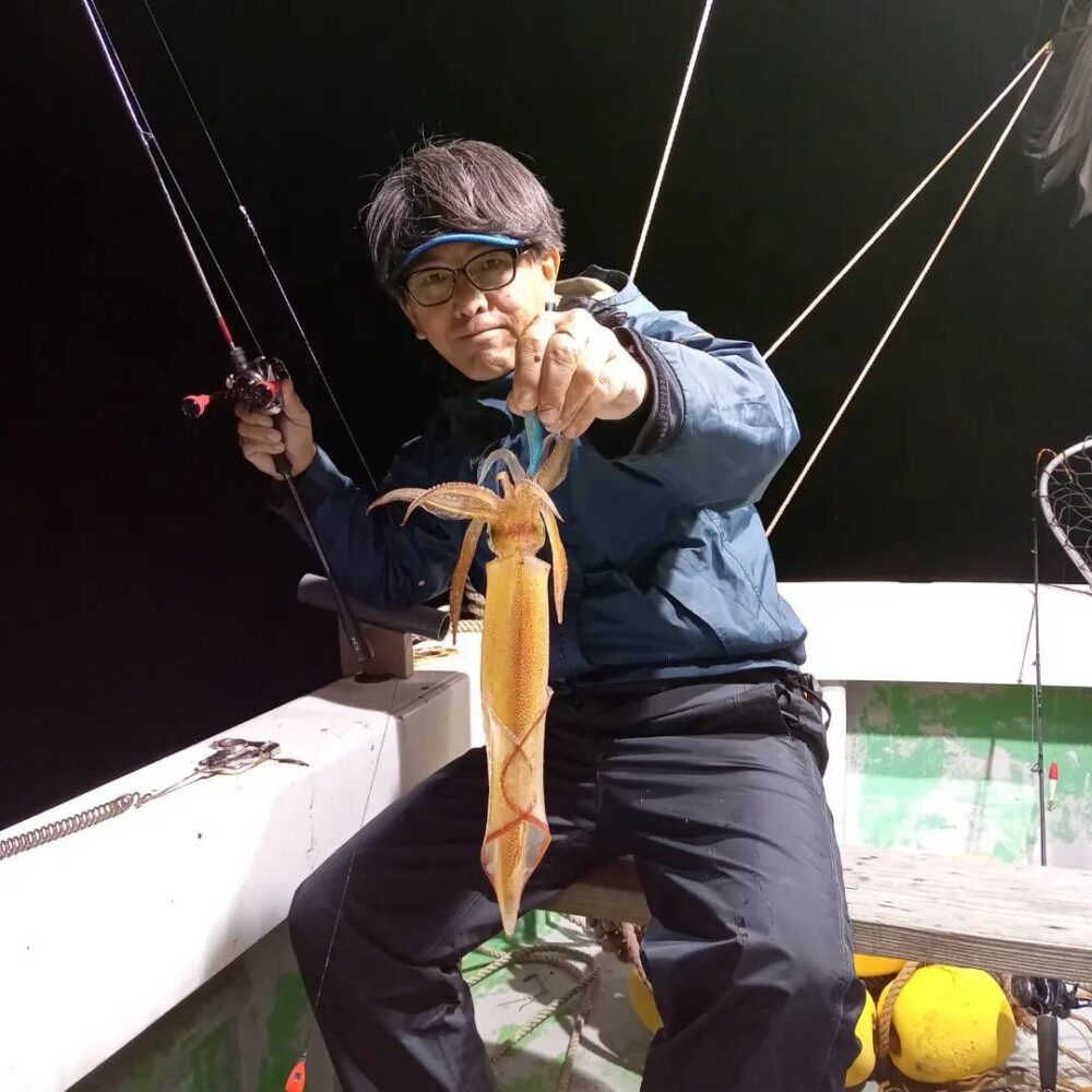 壱岐の船釣りで釣れたケンサキイカ
