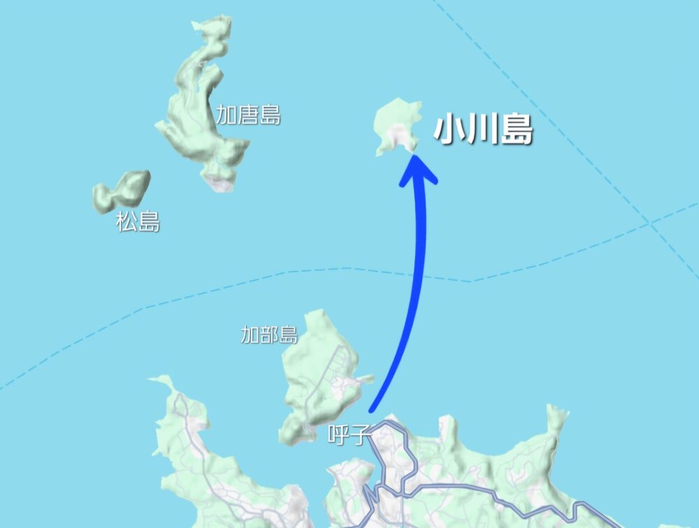 小川島と呼子の位置関係を表した地図