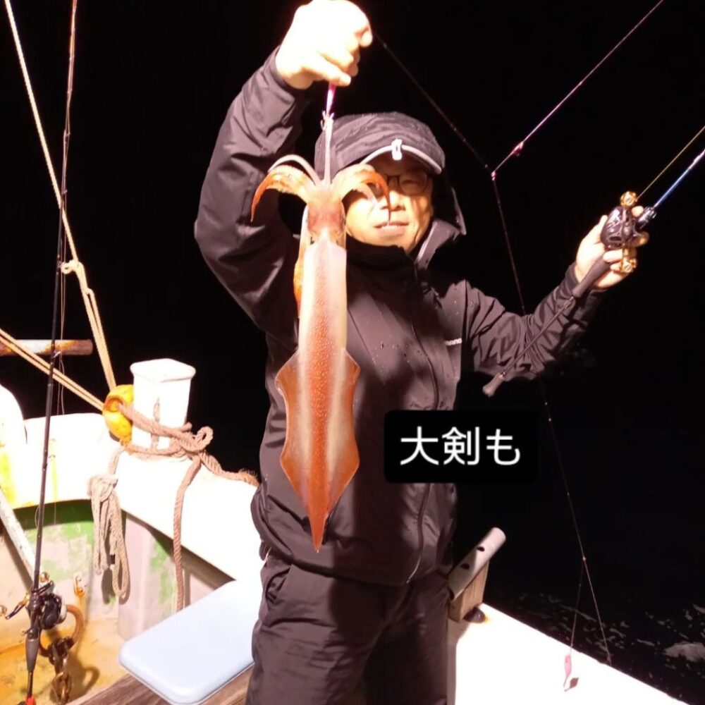 壱岐の遊漁船流星Ⅱで釣れたケンサキイカ